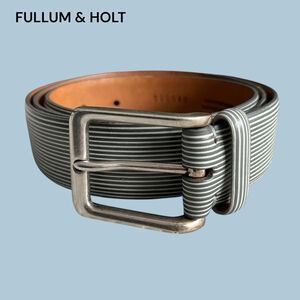 Men's FULLUM & HOLT Striped Belt One Size Gray & White 40/100